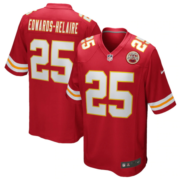mens nike clyde edwards helaire red kansas city chiefs game jersey